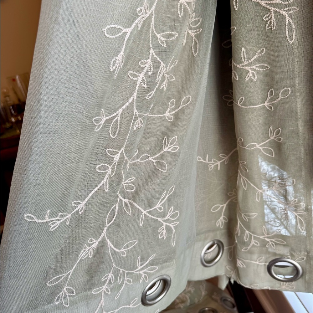 Embroidered Sheer Curtains with Grommets